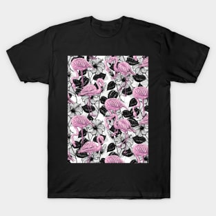 Flamingos and hibiscus flowers T-Shirt